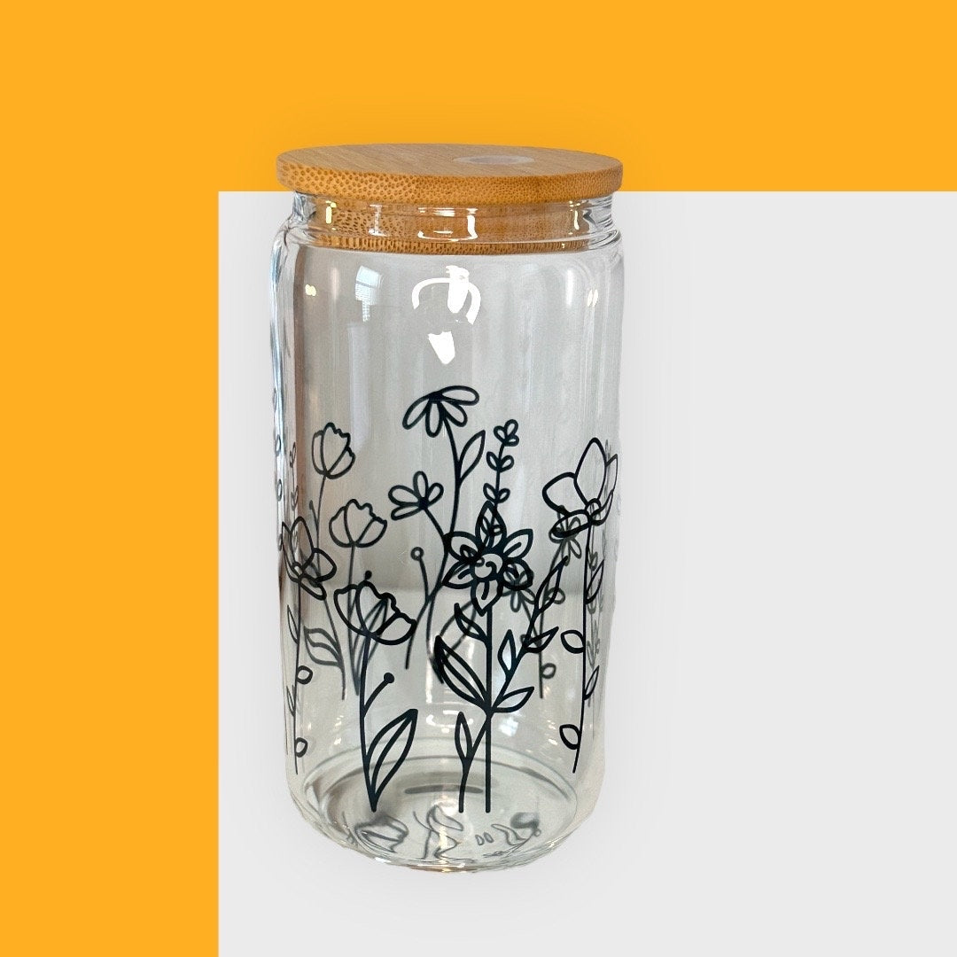Minimalist Flower Garden Glass Cup