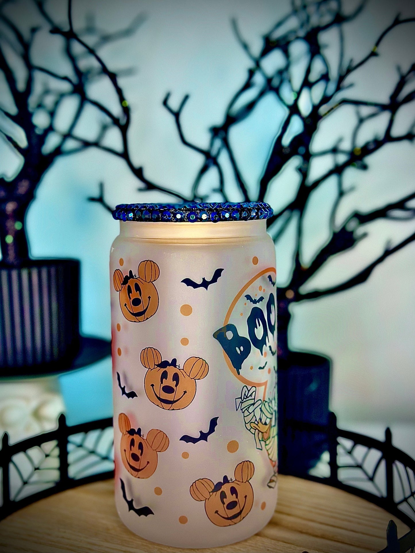 Mickey Halloween Boo!! Frosted Glass Cup