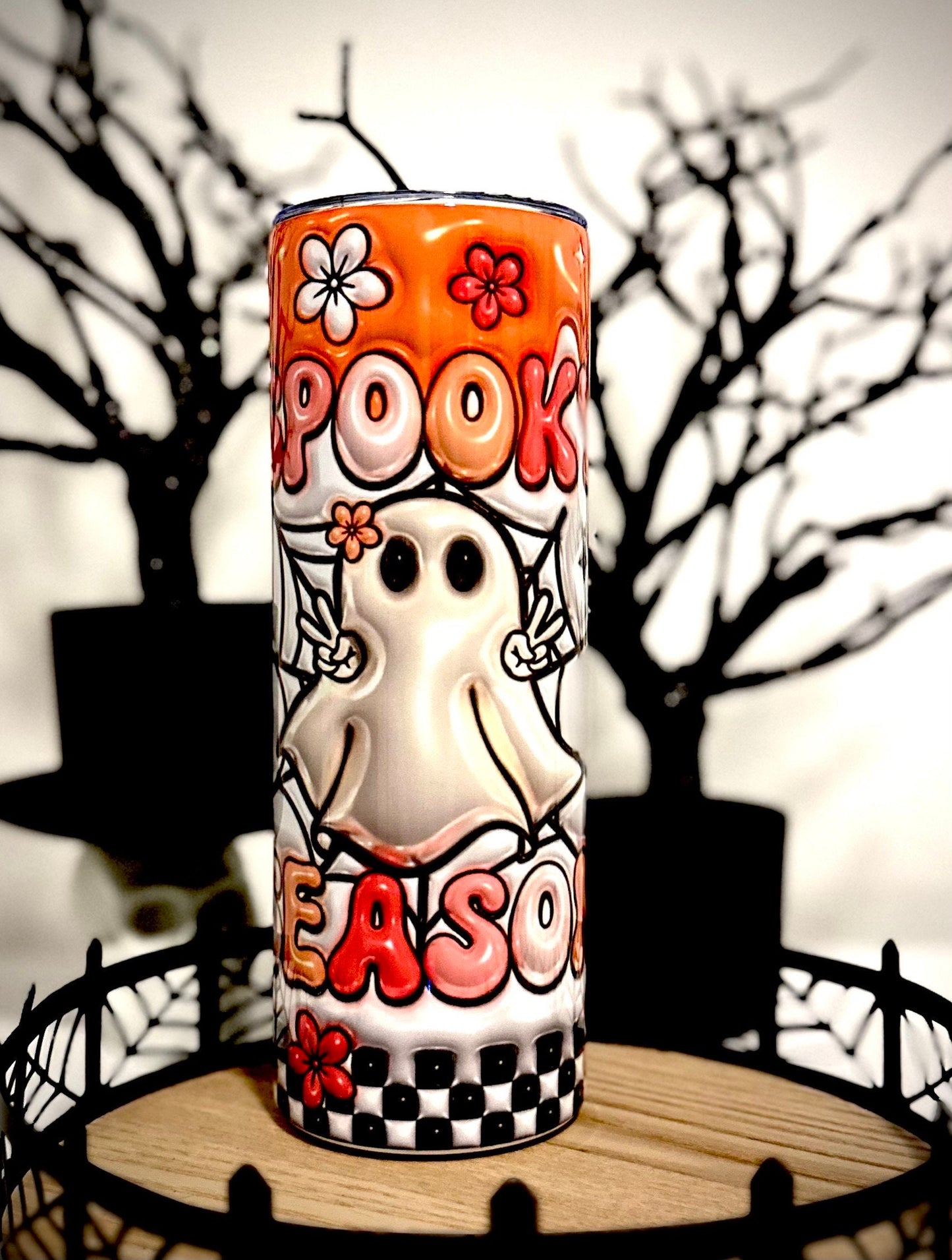 Spooky Season Tumbler cup / Halloween Gift / Stainless Steel Ghost Cup / 20oz