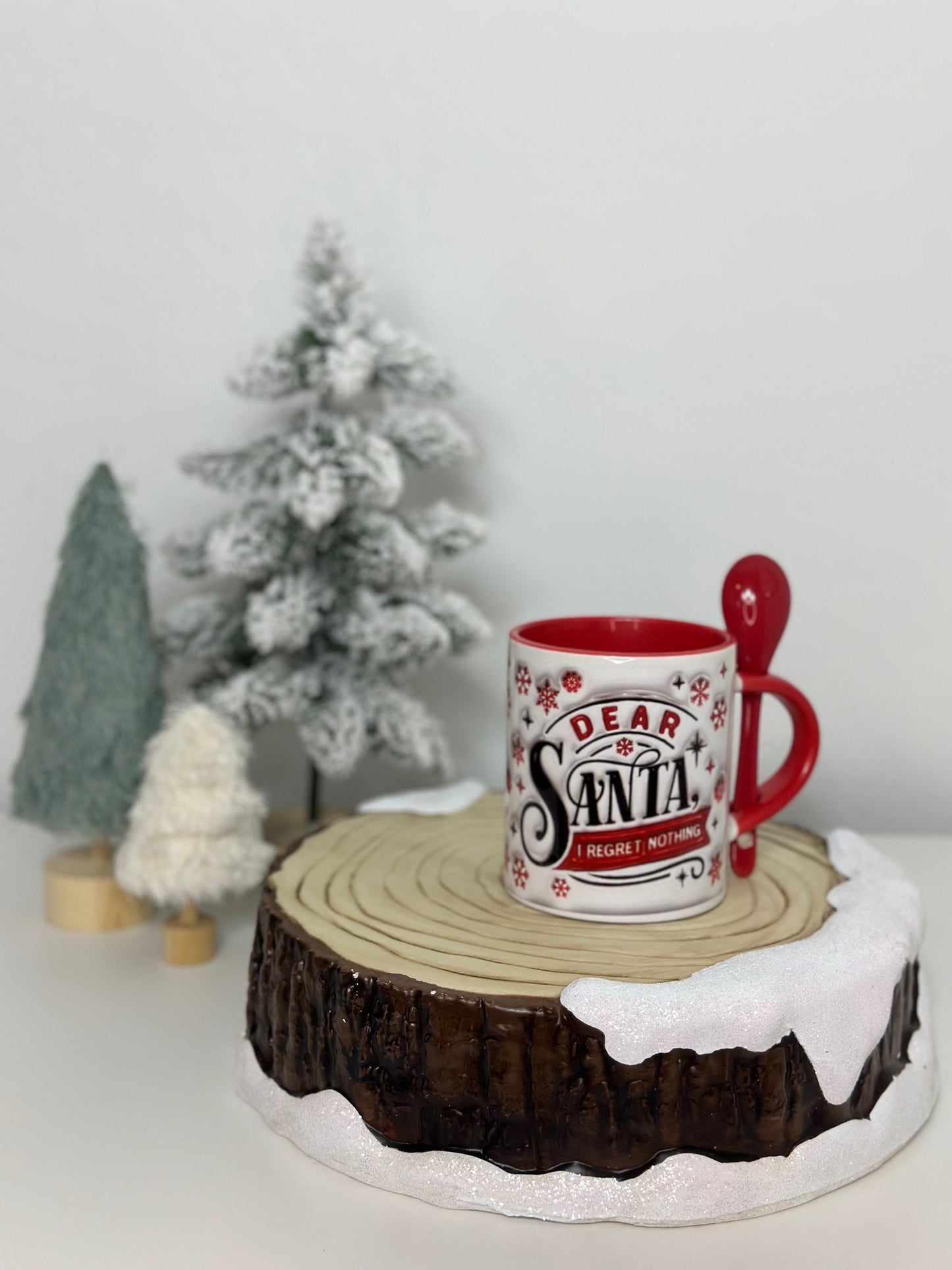 Santa I regret Nothing Ceramic Christmas Mug with spoon