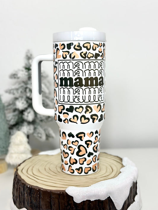MAMA Leopard Print Stanley Style Tumbler